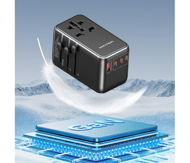 Vention Uniwersalny adapter podróżny 100W GaN 1x USB-A 3x USB-C - 1543465 - zdjęcie 2